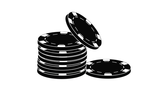 A stack of black casino chips with one tilted showcasing a minimalist and striking silhouette high quality professional