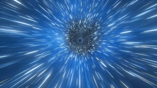 Blue abstract hyperdrive hyperspace tunnel speed of light space travel effect