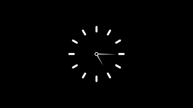 Clock spinning, watch animation on transparent background with alpha channel.transparent background 4k visuals