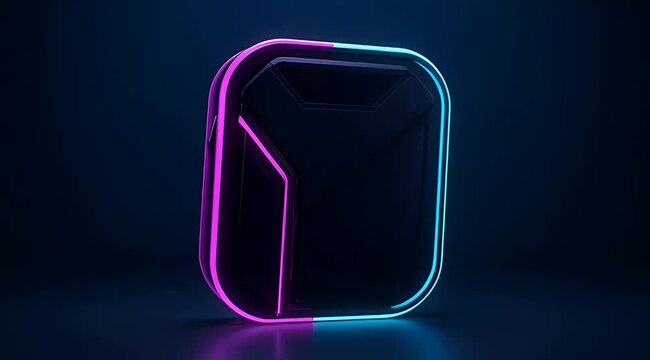 Modern design featuring a backlit computer case with cyan and magenta highlights