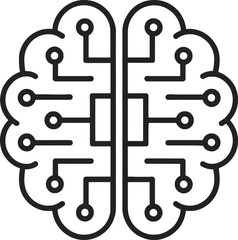 Obraz premium AI Brain Circuit Icon – Artificial Intelligence Technology Line Art