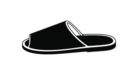 A minimalist black and white depiction of a single open toed slipper presented as a striking silhouette high quality professional detailed © jivect02