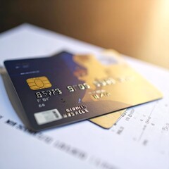 Close-up of a credit card on a receipt.