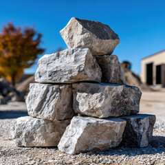 Stack limestone rock construction supply raw material outdoor quarry