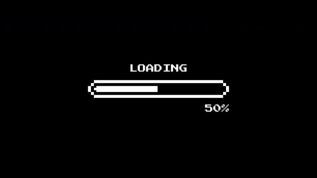 Minimalist 8-Bit Retro Progress Indicator Video with Percentage Counter