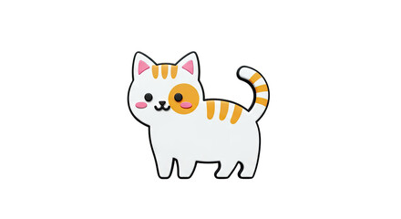 Obraz premium Cute White and Orange Striped Cat Character