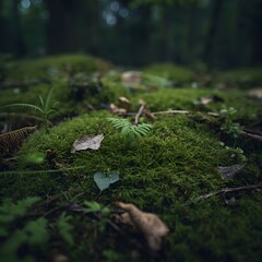 Fototapeta premium Lush Natural Green Nature Background with Detailed Bokeh and Organic Texture, Generative AI