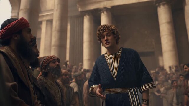 Daniel Interprets the Meaning of King Nebuchadnezzar's Dream in the Palace in Front of a Large Crowd