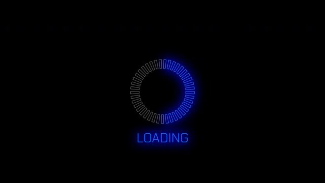 Futuristic Round Progress Indicator Video with Glowing Blue Effect