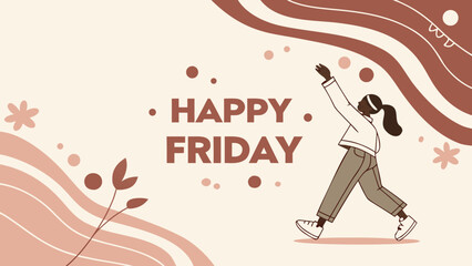 Obraz premium Scandinavian Minimalist Happy Friday Celebration Poster Vector