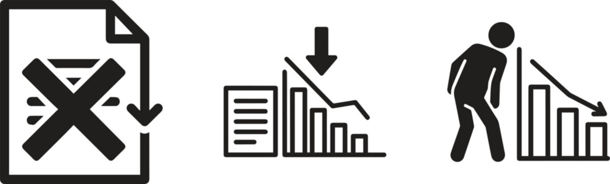 Business Risk and Investment Decline Icons