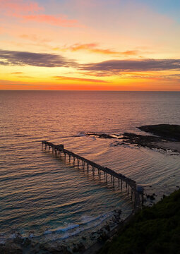 Catherine Hill Bay pier at sunrise, Australia 
