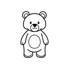 Obraz premium Cute bear cartoon character standing in simple outline style, friendly forest animal mascot design for kids sticker, zoo worksheet, and nursery decoration