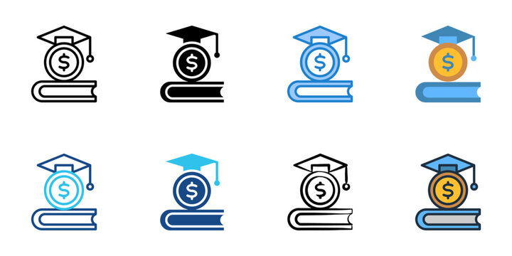 Financial literacy icons set multiple style collection. Editable stroke 

