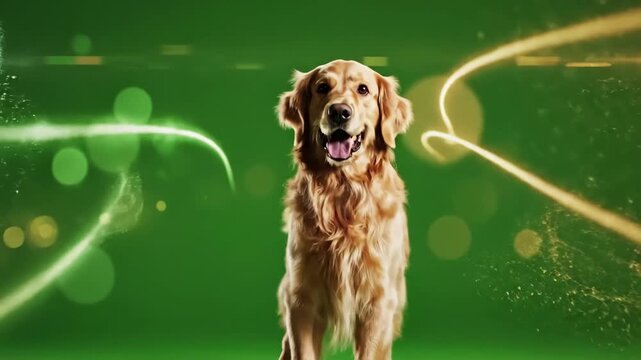 Green Screen dog dancing on a scene 3 with distortion, overlay, glitch, static noise, scan lines black background, 4k animated video loop