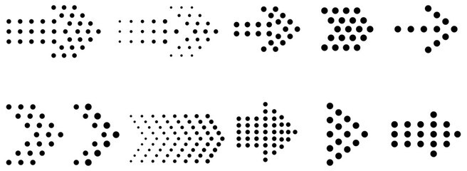 Dotted arrow and halftone direction arrows collection vector