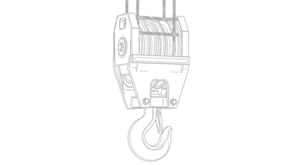 Obraz premium Industrial crane hook and pulley system.