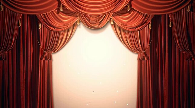 Theatrical Stage & Red Curtains: A theatrical stage, framed by elegant red velvet curtains, awaits a performance, embodying the drama, anticipation, and allure of the arts.