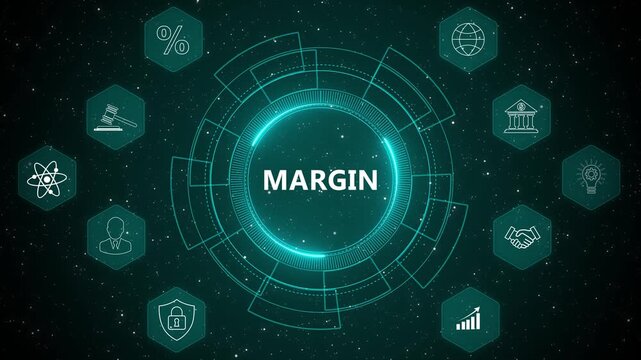 Advanced margin analytics interface with digital financial performance monitoring and business profitability evaluation animation