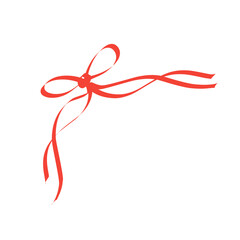 red ribbon corner frame decoration on white background