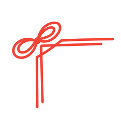 red ribbon corner frame decoration on white background
