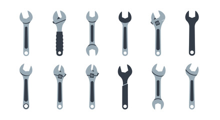 Obraz premium Collection of assorted adjustable and open-ended wrenches, essential tools for mechanics and DIY enthusiasts