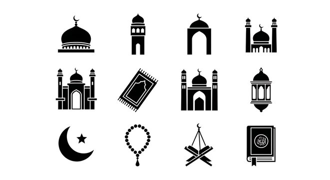 Islamic Symbols and Architectural Elements Collection.