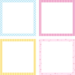 Square frame set with polka dot, heart, stripe pattern for card print, polaroid photo, ad template, poster, book cover, notepad, sticky note, memo, banner, border, postcard, paper design, decoration