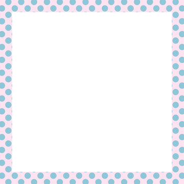 Pink square frame with blue polka dot pattern for card print, polaroid photo, ad template, poster, book cover, notepad, sticky note, memo, banner, border, postcard, standee, paper design, decoration