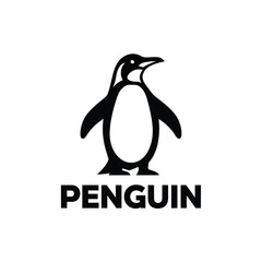 Obraz premium A minimalist black and white illustration depicts a charming penguin standing upright accompanied by its name below high quality professional detailed modern elegant stylish clean crisp