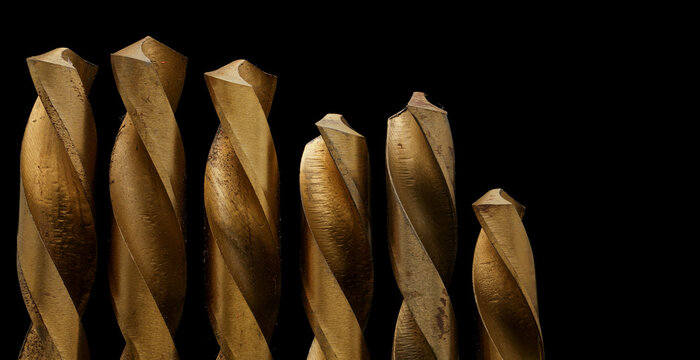 Titanium coated drill bits showing textured and engineering  design