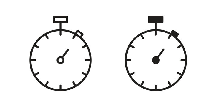 Stop watch icon. set of web icons on white background