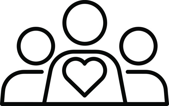 Vector icon of three people with heart symbol