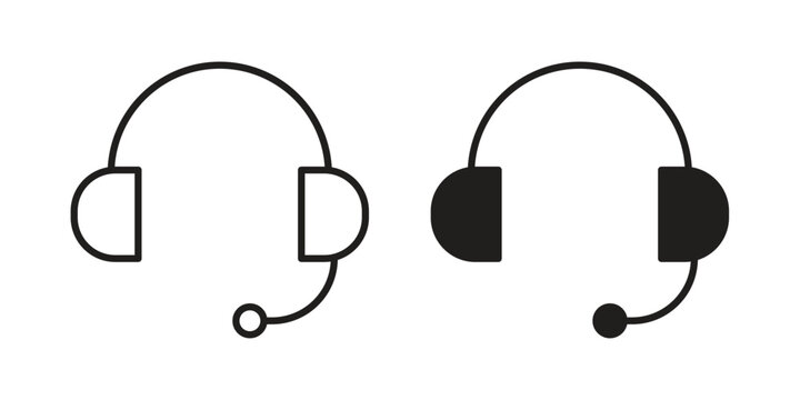 Support headset icon. set of web icons on white background