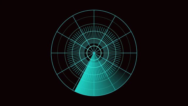 abstract blue and black background rader with rays technology in world.