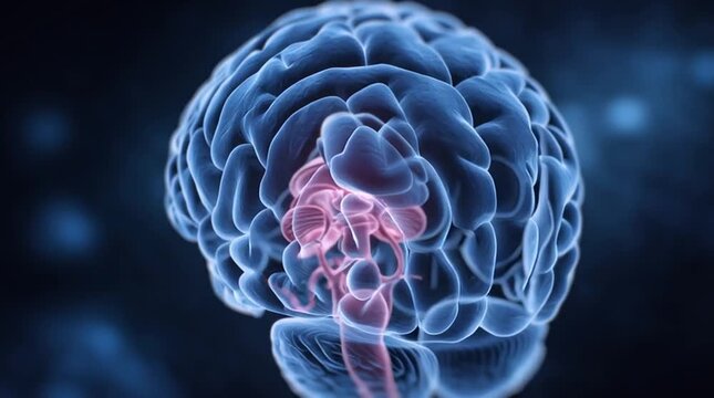 Brain Anatomy: A captivating medical illustration showcasing the intricate structure of a human brain, highlighted with detailed rendering to emphasize neurological pathways.