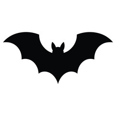 Set of black Halloween bat silhouettes flying with spread wings in a spooky night design on a white background