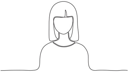 Woman abstract portrait with bob haircut, continuous line drawing minimalist style, representing simplicity and elegance. © Md
