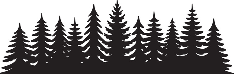 Obraz premium Forest Seamless Landscape. Pine and Fir Tree Silhouette Nature Background – Stock Vector