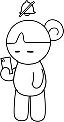 Fototapeta premium 핸드폰 무음 처리하는 캐릭터 일러스트