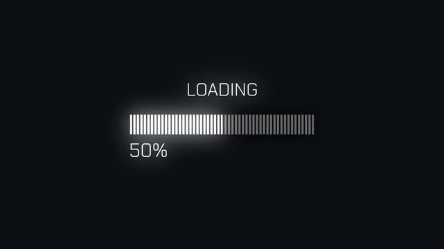 Futuristic HUD Loading Bar Animation 0-100 Percent on Black Background