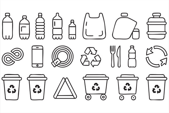 Recycling And Waste Sorting Icon Collection For Eco Friendly Projects