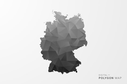 Germany Map - Black Polygon Style Vector Illustration with Low Poly Geometric Design, Clean Silhouette Isolated on White Background.
