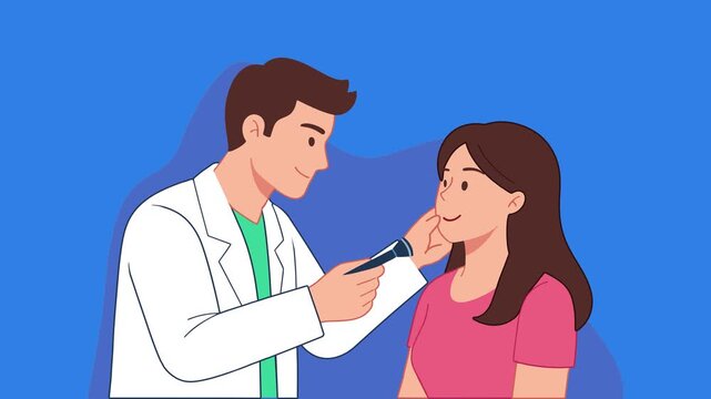 Animation of a Doctor Examining a Patient's Throat in a Healthcare Setting