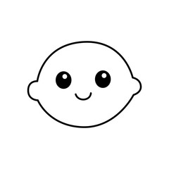 Obraz premium Cute lemon cartoon character smiling, simple outline citrus fruit illustration, fresh yellow produce mascot symbol for kids sticker and summer decoration
