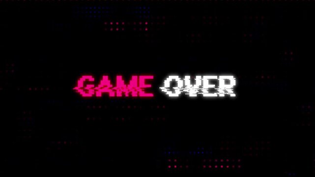 animated game over text with distortion effect