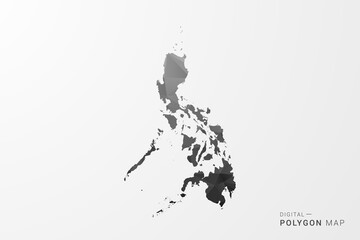 Fototapeta premium Philippines Map - Black Polygon Style Vector Illustration with Low Poly Geometric Design, Clean Silhouette Isolated on White Background.
