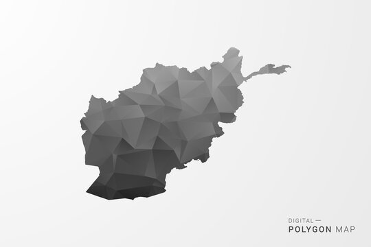 Afghanistan Map - Black Polygon Style Vector Illustration with Low Poly Geometric Design, Clean Silhouette Isolated on White Background.