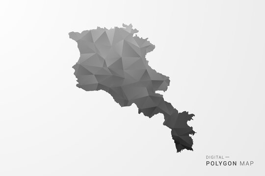 Armenia Map - Black Polygon Style Vector Illustration with Low Poly Geometric Design, Clean Silhouette Isolated on White Background.