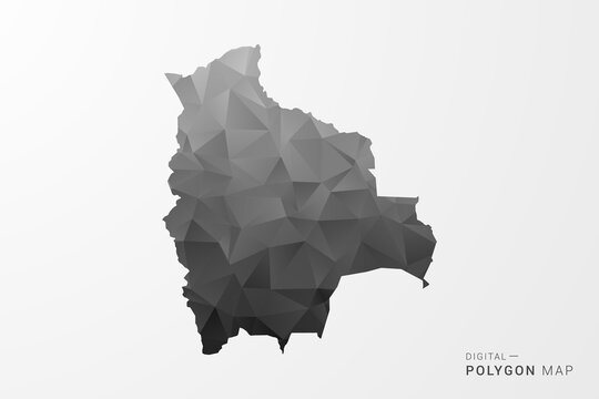 Bolivia Map - Black Polygon Style Vector Illustration with Low Poly Geometric Design, Clean Silhouette Isolated on White Background.